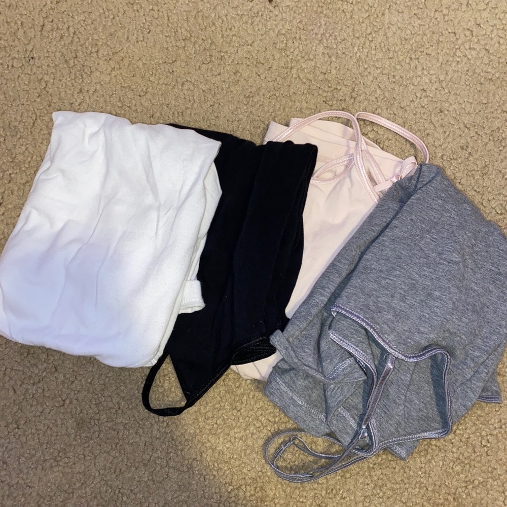 gray,white,light pink,and black tanktop bundle